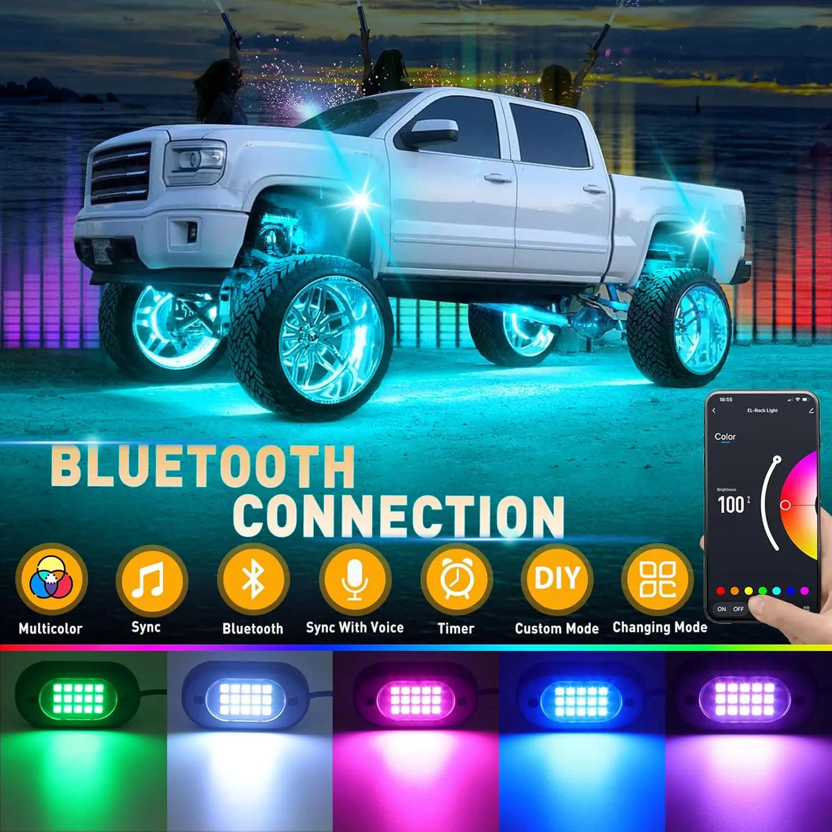 For Pickup high-end RGB Rock APP Bright Multilcolor Waterproof