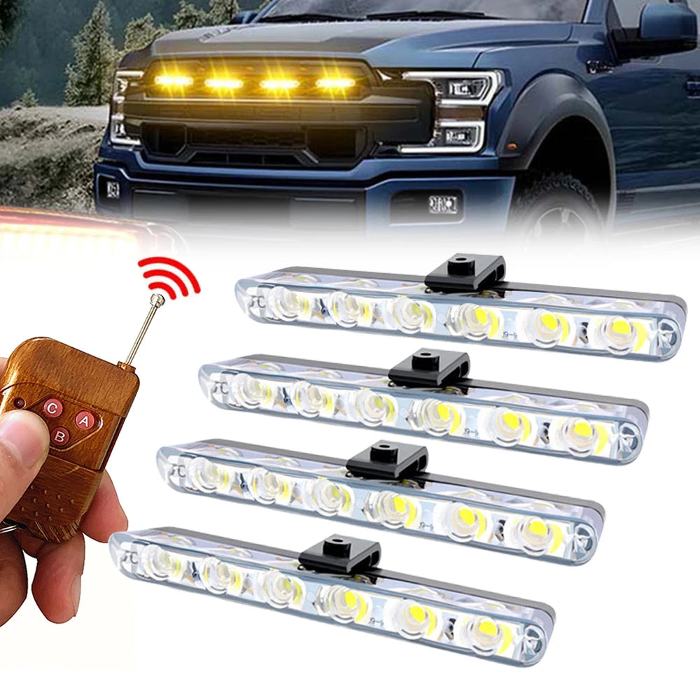 6LED Flashing Grille Wireless Remote Emergency Strobe 12V Warning