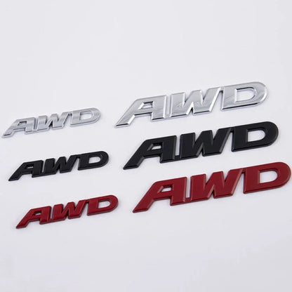 For Awd Logo Emblem Sticker Fender 3D Metal Letters Trunk Badge