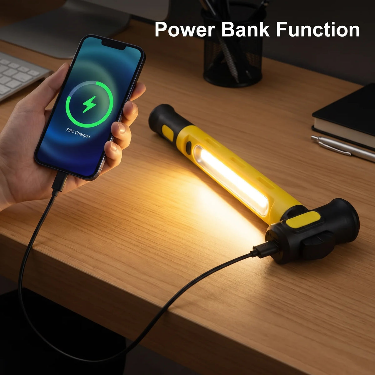 Magnetic Yellow Cob Work Beads usb-c Rechargeable Inspection 360