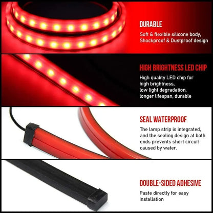 Rear Brake Strip Mount Stop Turn Signal Running Warning