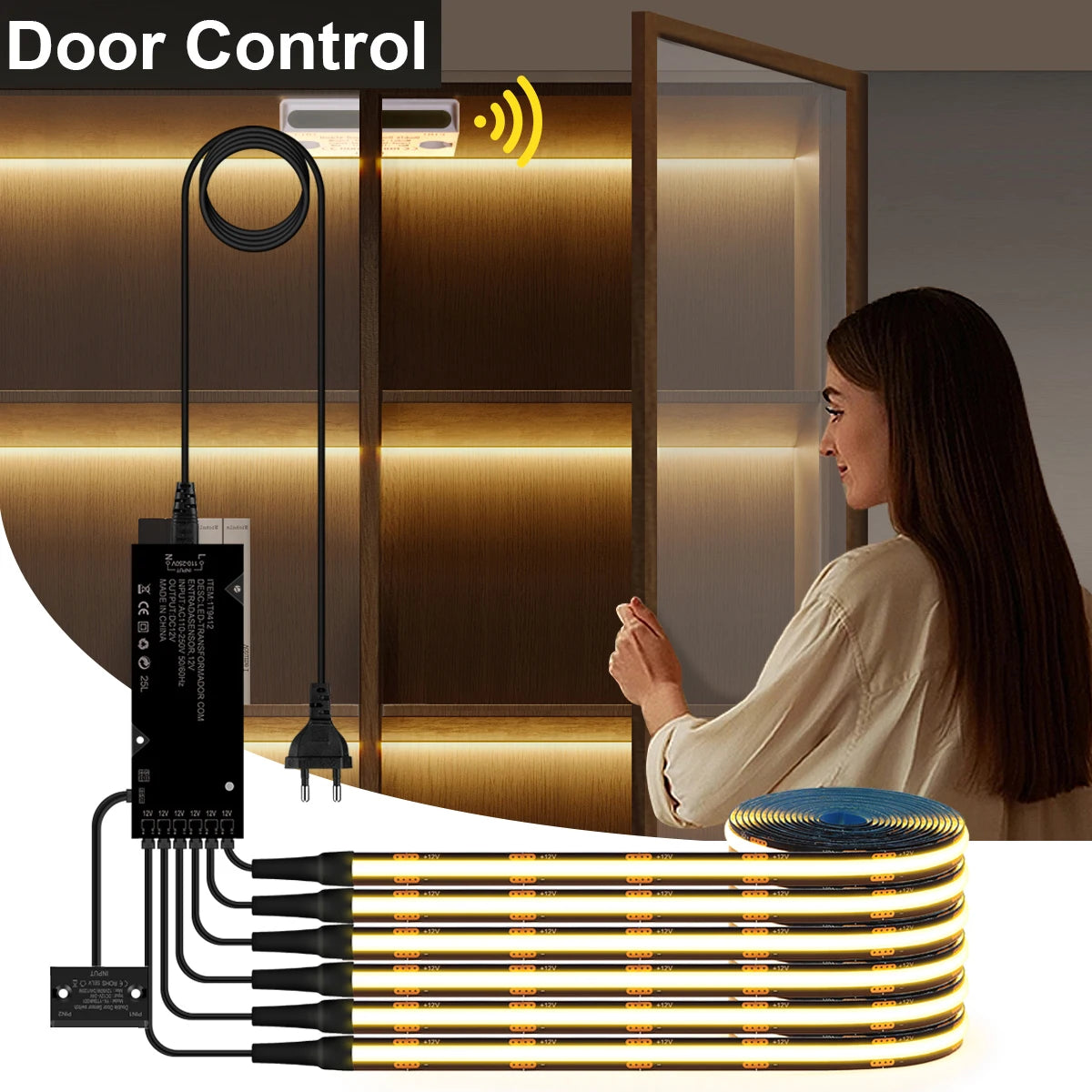 Door Motion Sensor Cob Smart Switch Strip Night Black