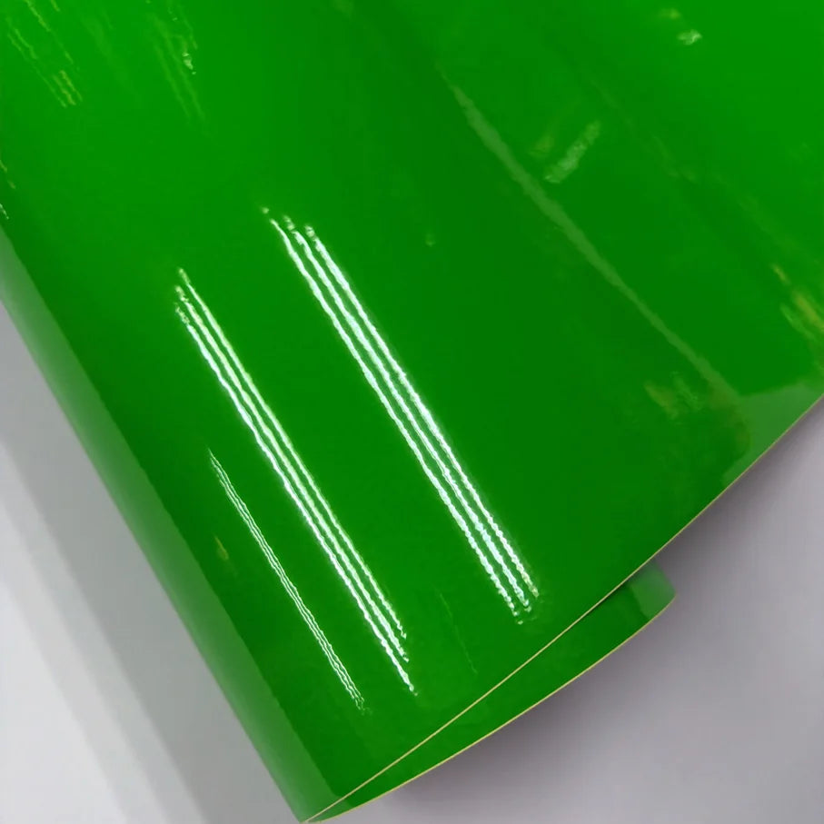 Sizes Glossy Green Fluorescent Vinyl Sticker Wrap Self Adhesive