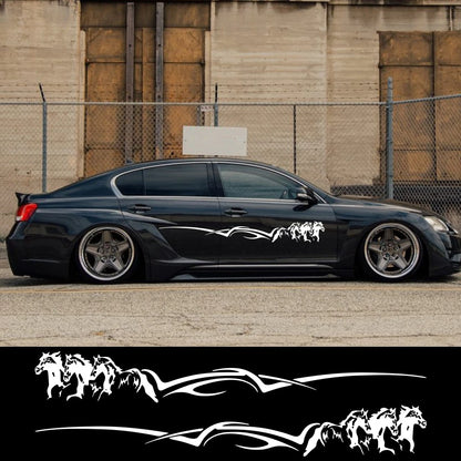 Running Horse Graphic Silhouette Stickers Stripe Vinyl Decals