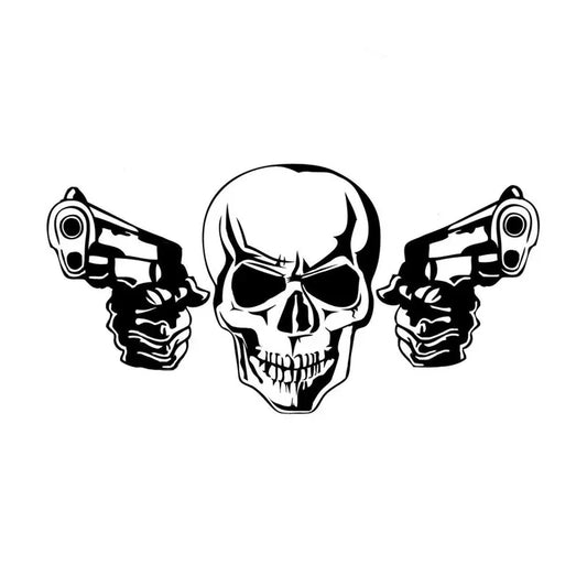 20CM Coolest Gun Skull Stickers Stylish Cover Scratches Sticker