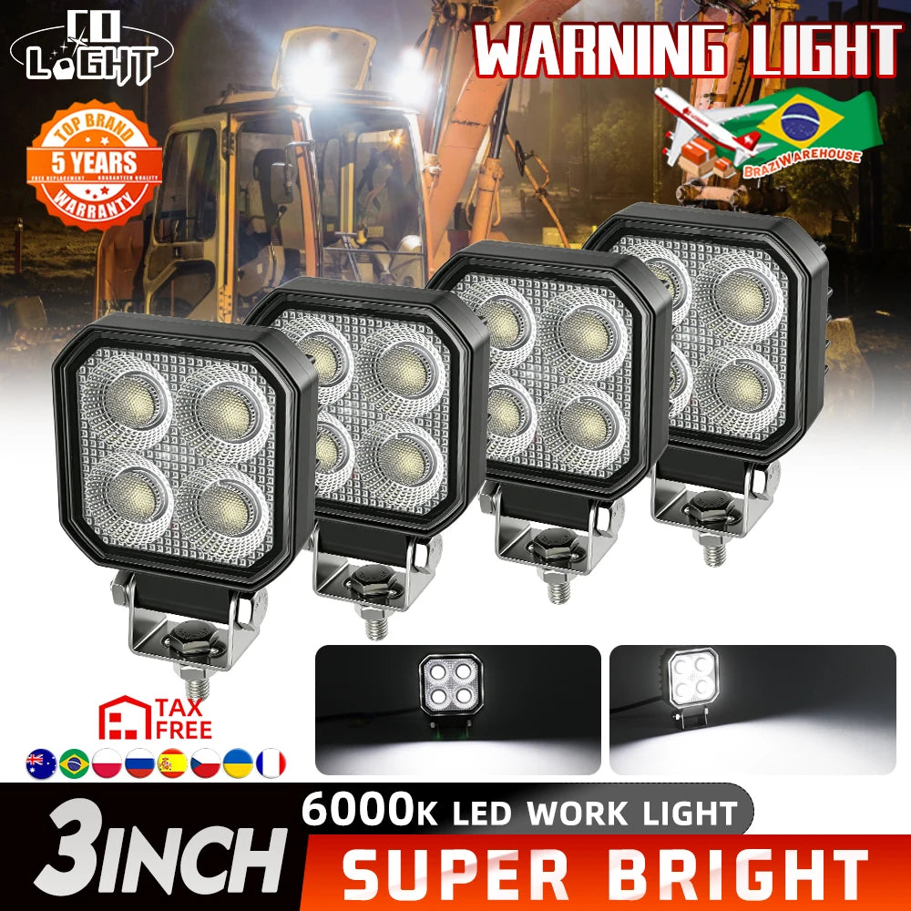 Co Offroad Use Inch Rectangle Work Flood Beam 9-32v