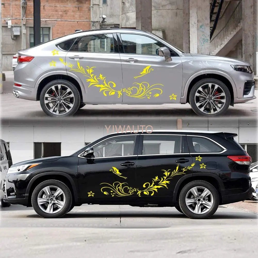 szss-car Body Stickers Butterfly Love Flower Decals SUV Hood