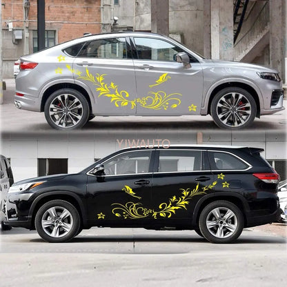 szss-car Body Stickers Butterfly Love Flower Decals SUV Hood