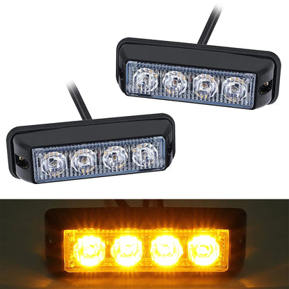 Pack Amber Emergency Strobe 4LED Surface Mount Yellow Red