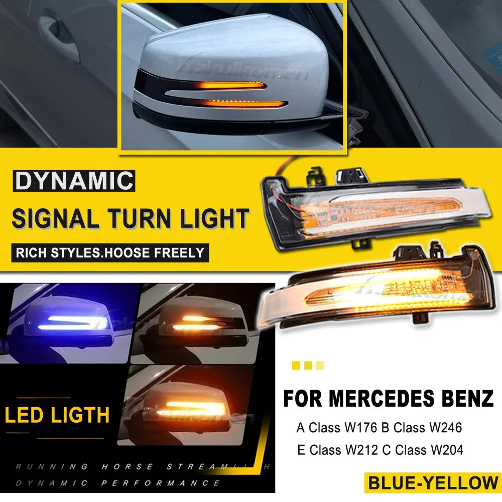 For Mercedes Benz W204 Cla A 2PCS Dynamic Blinker B C E S Gla Glk