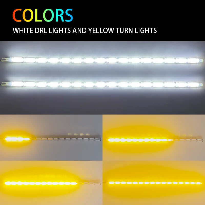 2PCS Flowing Daytime Running Sequential Flexible Strip Drl Turn