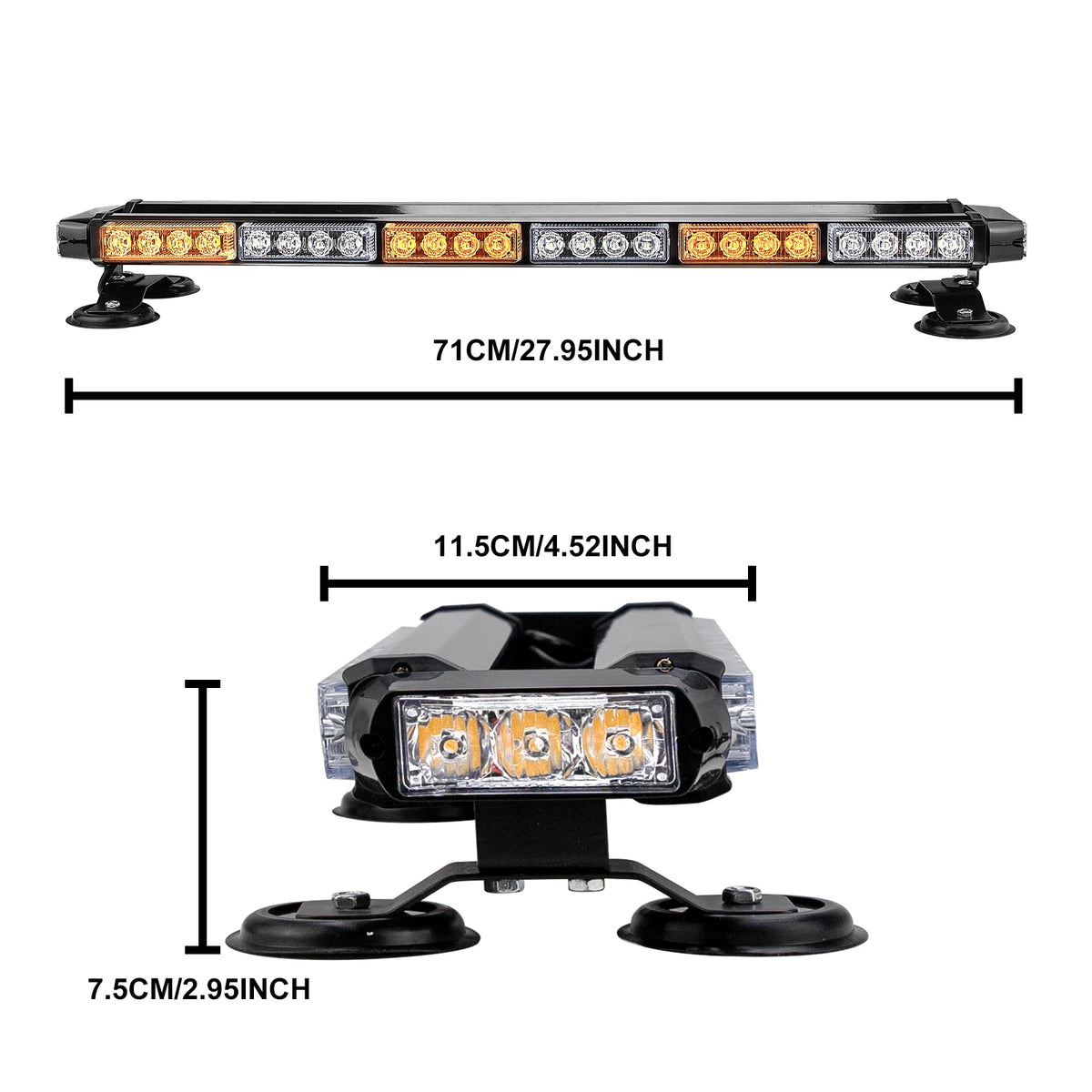 29.5 Emergency Amber Double Side Flashing Strobe Work Bar