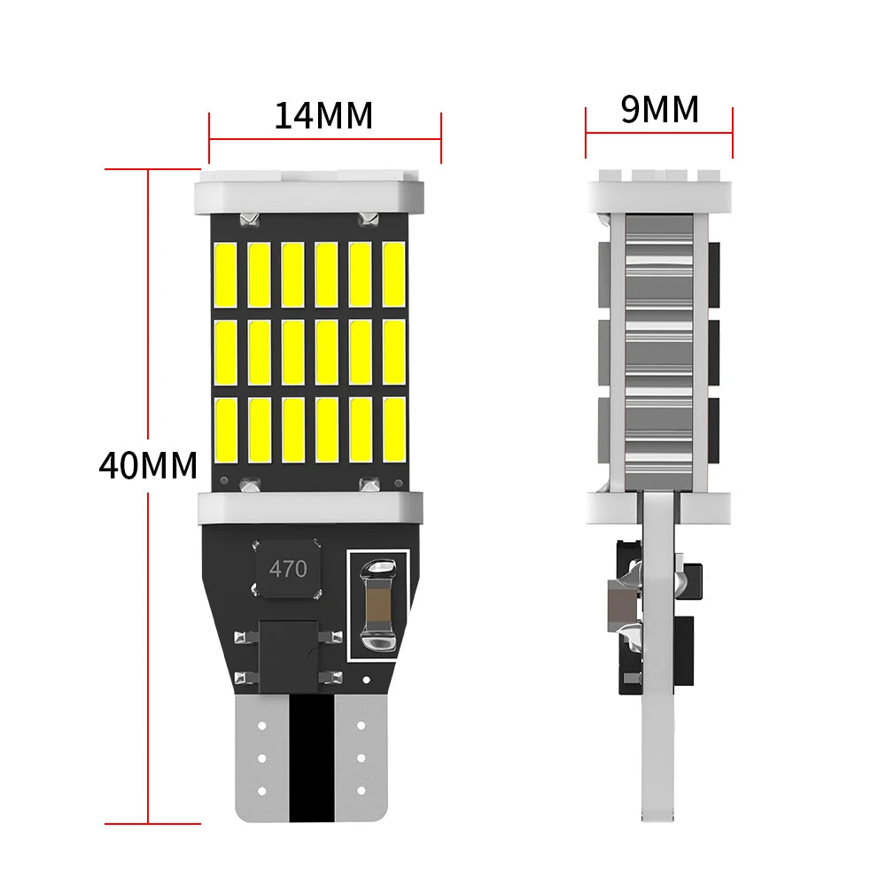 2PCS Power Bulb Canbus W16W T15 Smd 4014 Reverse