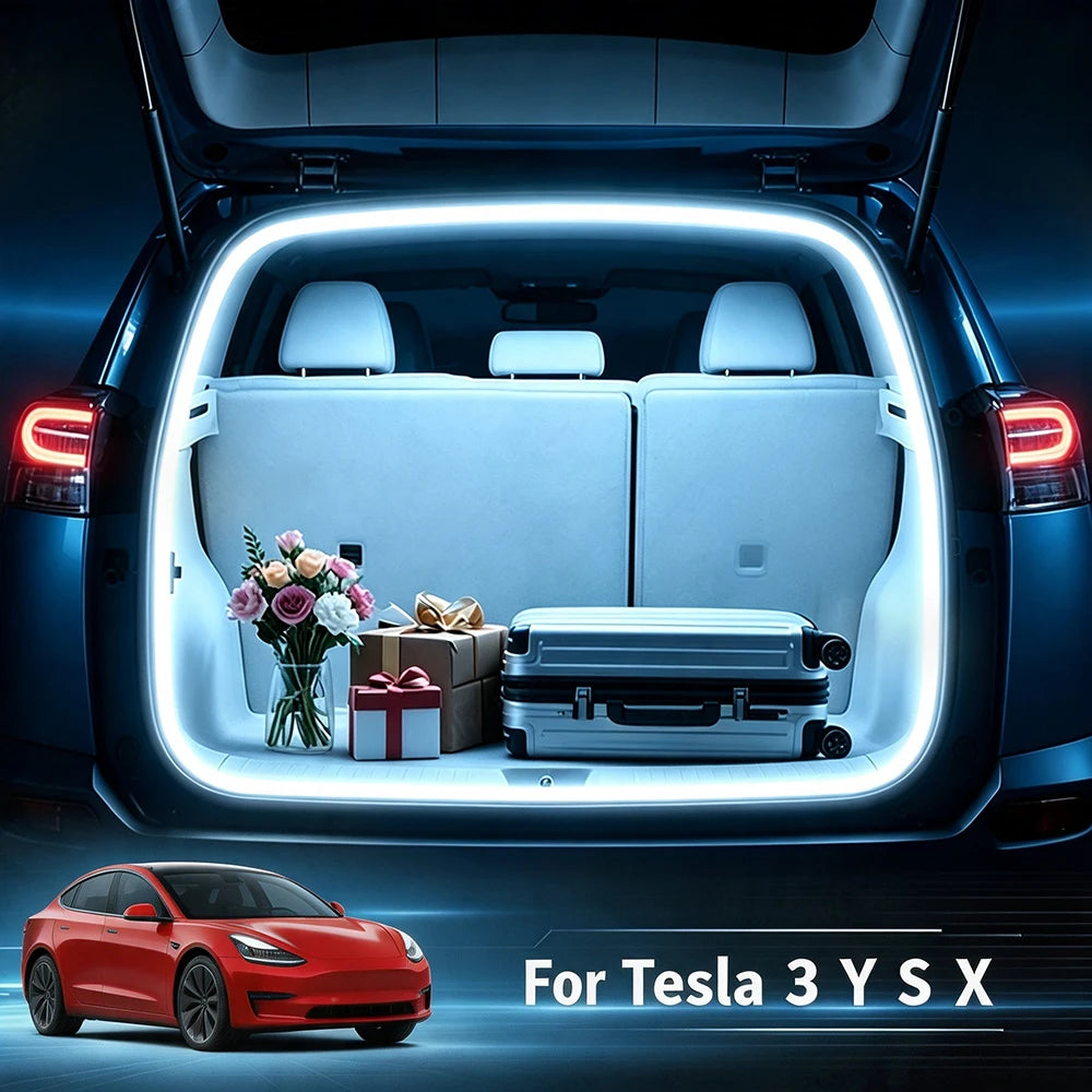 After Trunk Light For Tesla 3 Y S X Launch Juniper Bright LED Silicone Light Yellow White Rear Magnetic Induction Interi