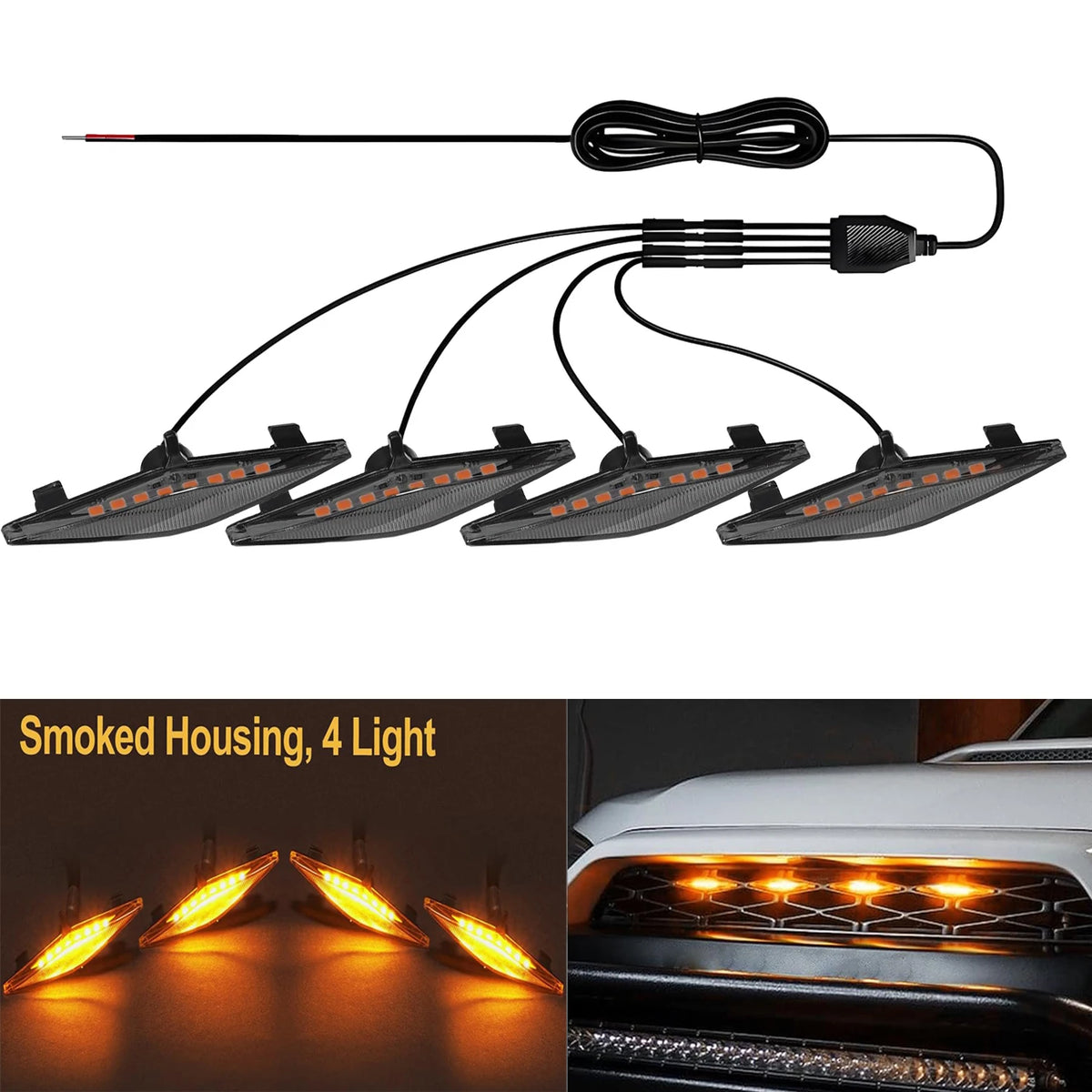 For Pickup Off-Road 6PCS Front Grille 12V Side Marker Indicator