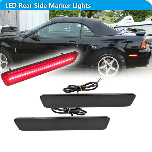 For Ford Mustang Red LED Rear Bumper Side Marker Parking Fender