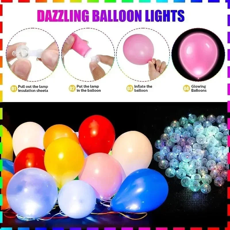 100 10PCS Luminous Tumbler Ball MINI Balloon Colorful Flashing