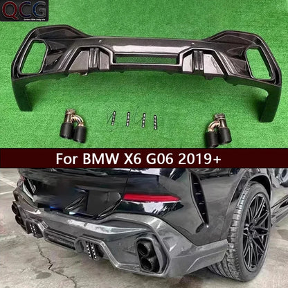 For BMW X6 G06 2019+ Carbon Fiber Back Lip Rear Bumper Diffuser