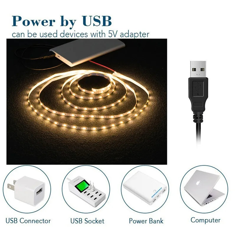 5V USB Strips 2835 White Warm Red Blue Tira