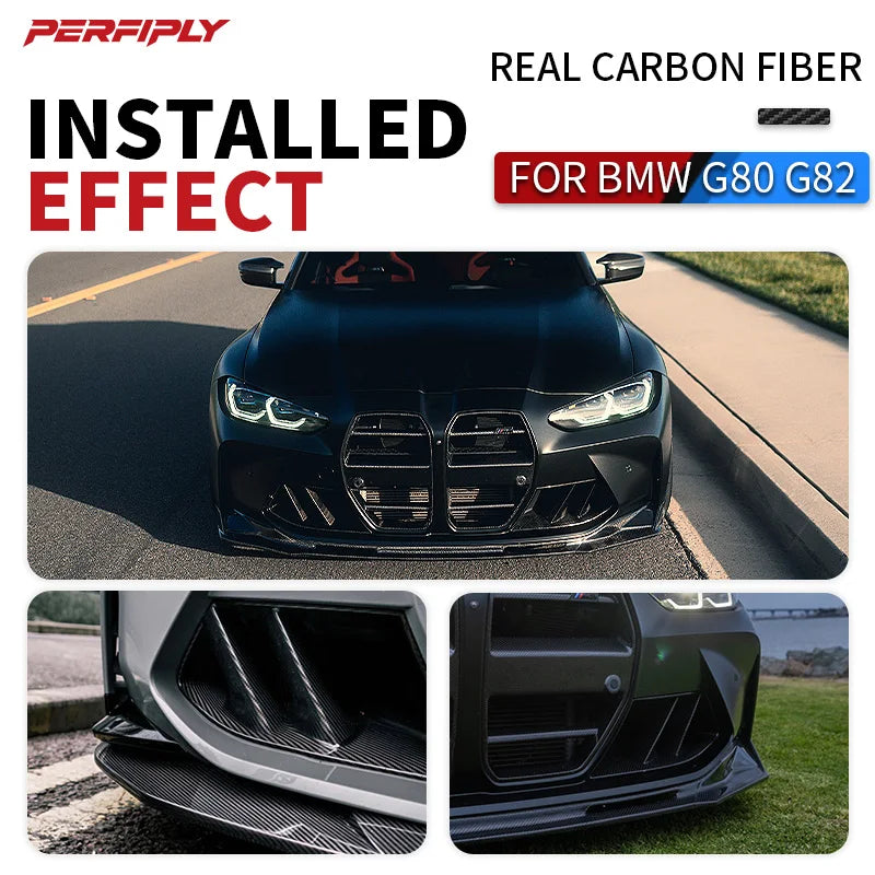 For BMW M3 G80 G81 M4 Real Dry Carbon Fiber Front Bumper Vents