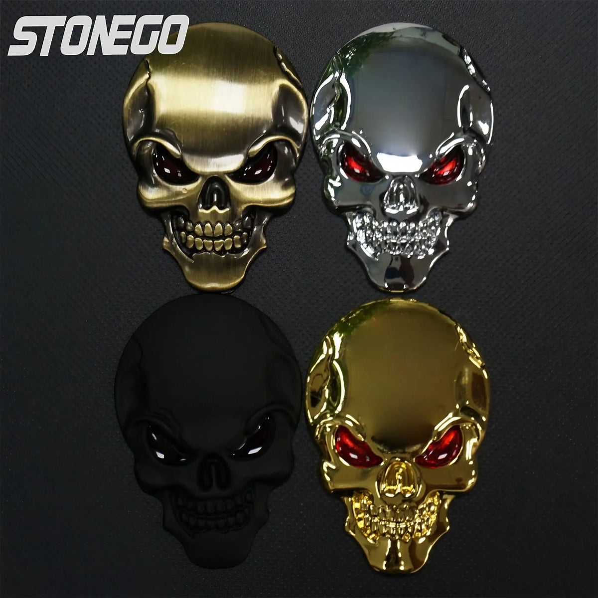 Stonego 3D Skull Logo Metal Body Stickers Zinc Alloy