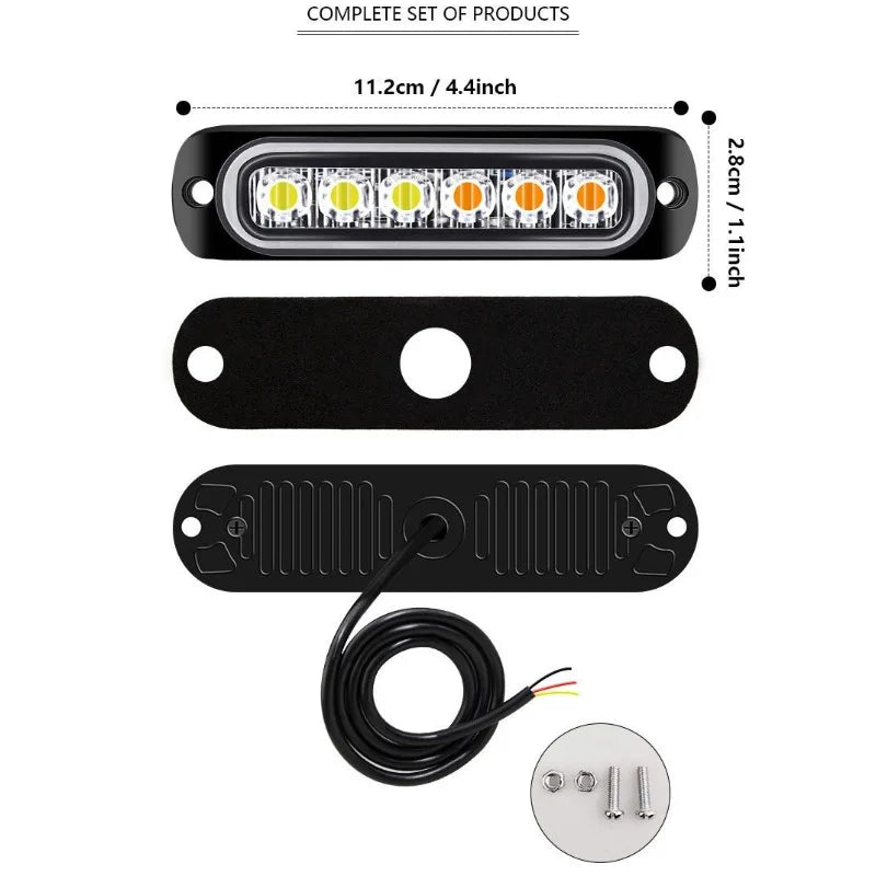 2PCS Strobe 12V 24V 6LED Truck Trailer Stroboscopes Emergency