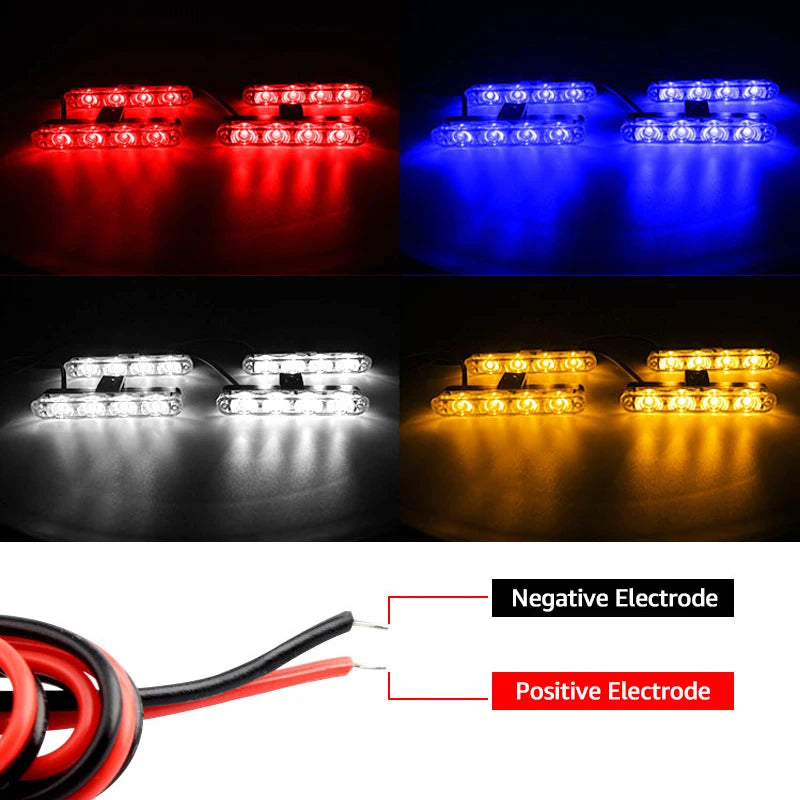 12V Red Blue Emergency Flash Signal IN1 Grille Assembly