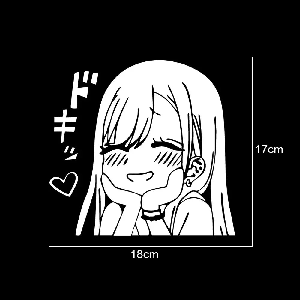 18x17cm Cute Anime Girl Jdm Sticker Body Bumper Windows
