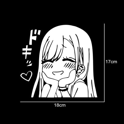 18x17cm Cute Anime Girl Jdm Sticker Body Bumper Windows
