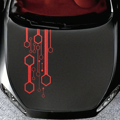 1PC Hexagonal Stripe Mechanical Sticker Pe Material Hood Door