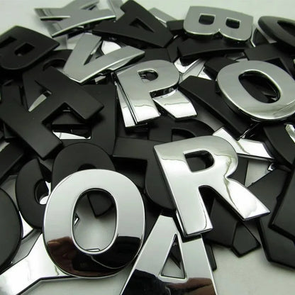 3D Metal Letters Word Alphabet Emblem Decals Numbers Labeling