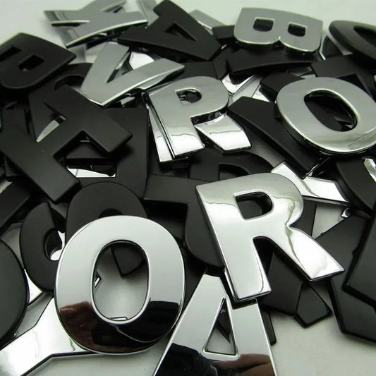3D Metal Letters Word Alphabet Emblem Decals Numbers Labeling