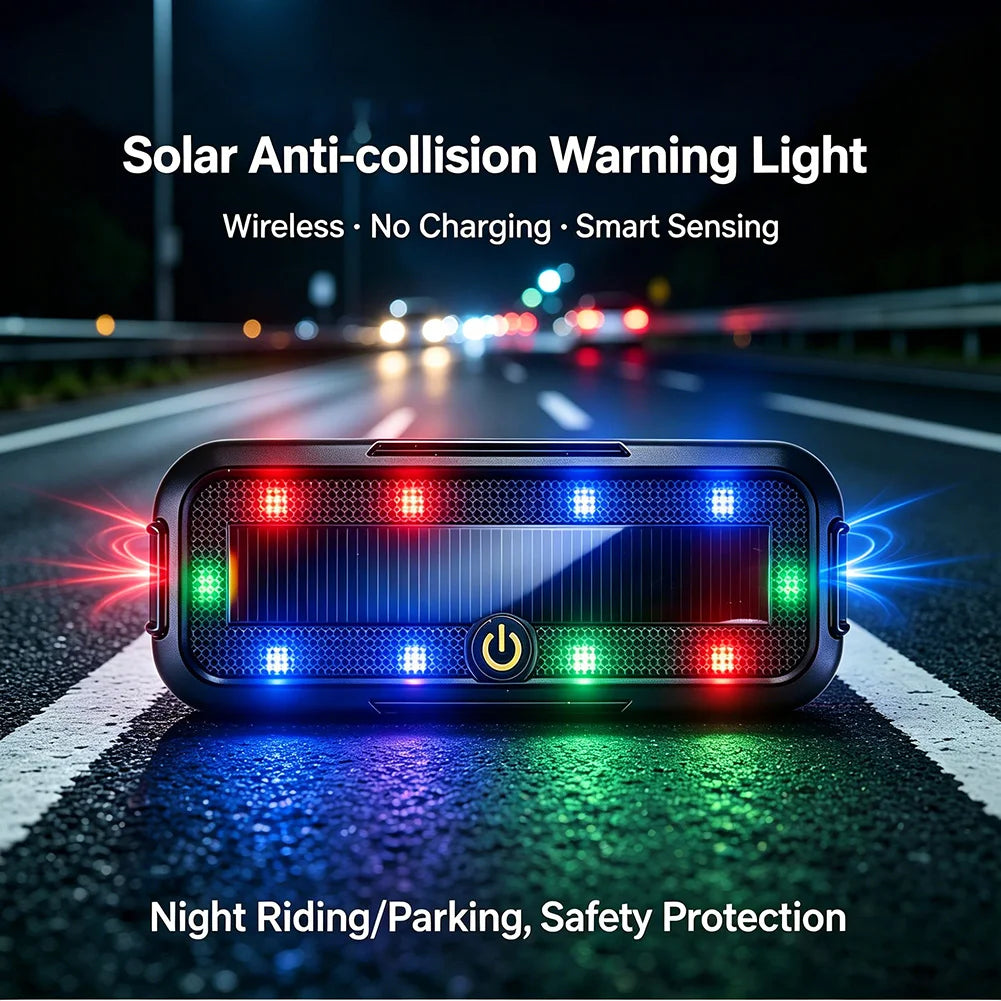 For Motorcycle off-road Bike Safety Lamp 1X Solar Strobe Warning