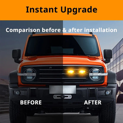 Amber Marker Lamps Front Grille Trucks Suvs Pickup Black