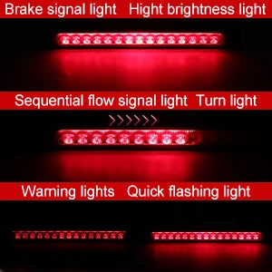 4PCS Red 12-24v Trailer Bar Brake Sequential Flow Signal