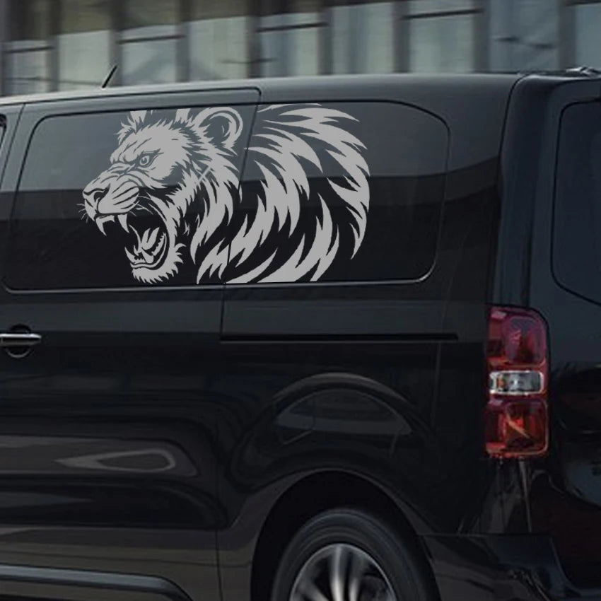 Roaring Lion Head Vinyl Window Sticker 50x75cm Waterproof Van