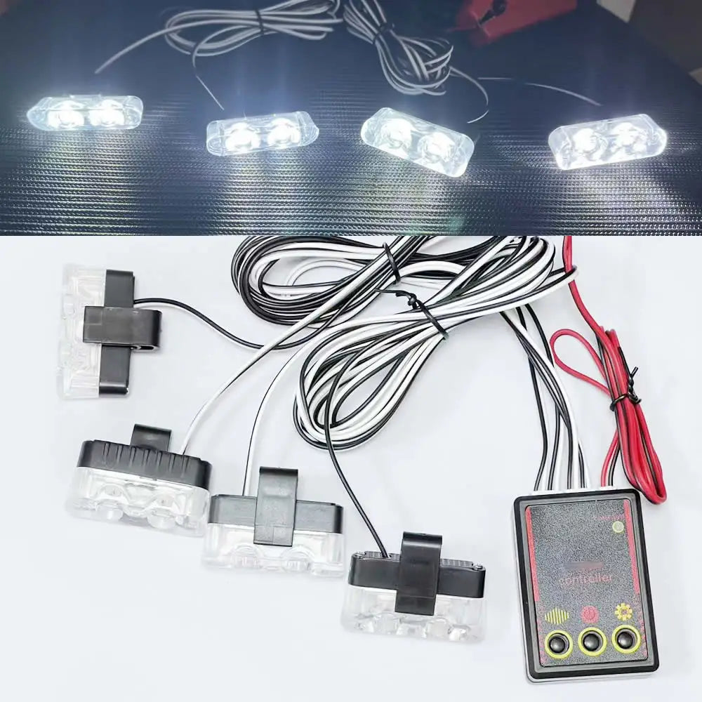 4PCS Grille 2LED Surface Mount Bar Strip Trucks Cars
