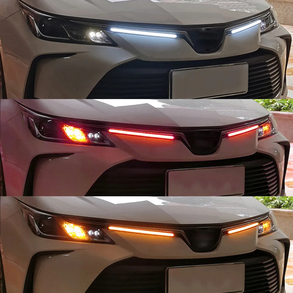 2PCS Drl Sequential Turn Signal Strip Daytime Running Headlight