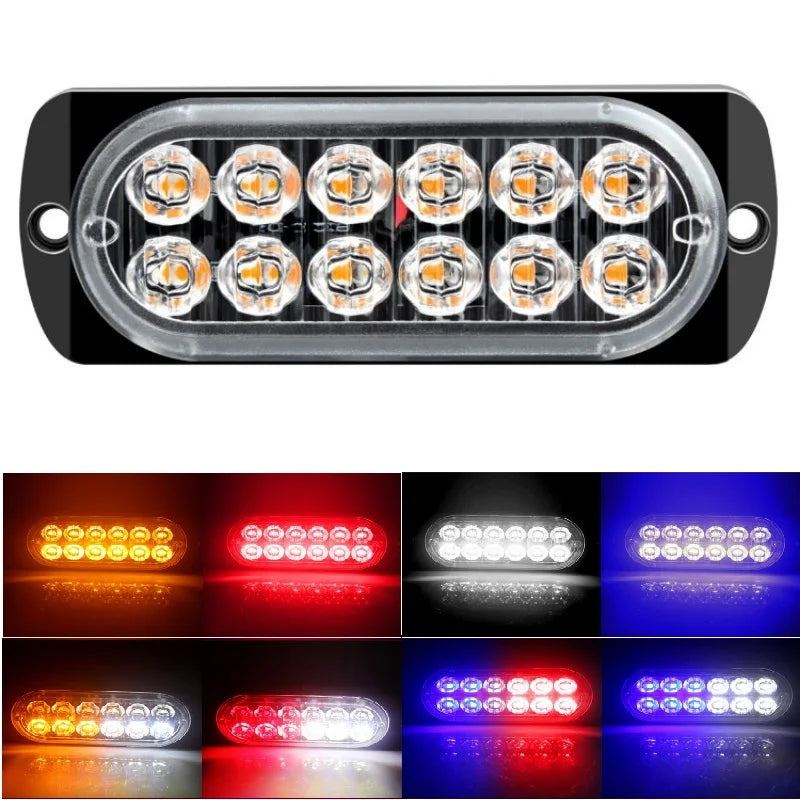 12 Strobe Side Warning Flashing Lightbar Truck Beacon Amber