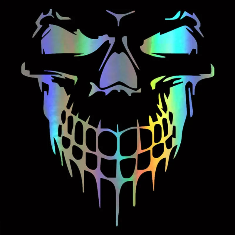 Sticker Removable Waterproof Colorful Laser 3D Skull Vinyl Pet