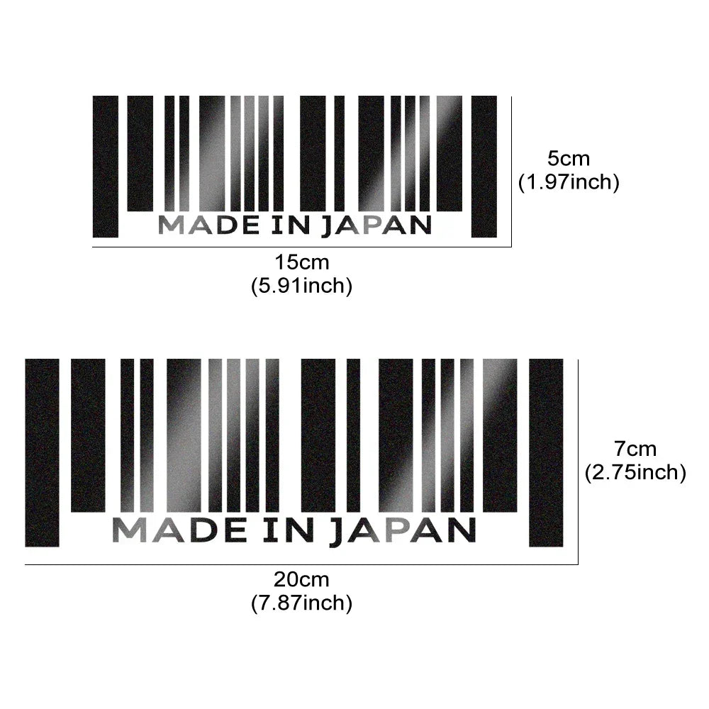 Stickers Made In Japan Barcode Reflective Body Window Decals