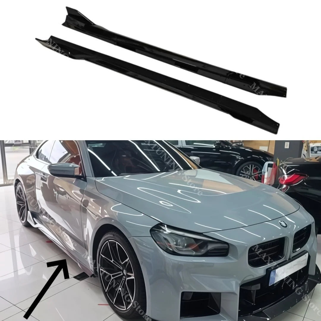 For BMW M2 G87 2023 2024 Gloss Black ABS 6PCS Side Skirts