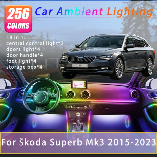 For Skoda Superb MK3 2015-2023 Years Interior Ambient Strips