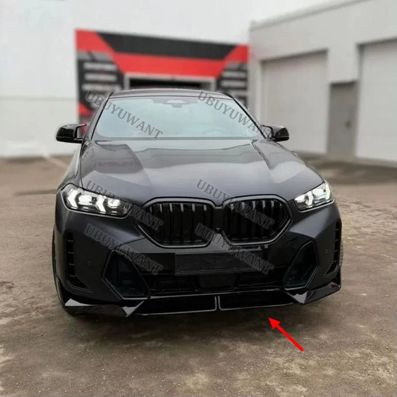 For BMW X6 G06 Lci M 3X Sport 2023 ABS Black Front Bumper Lip