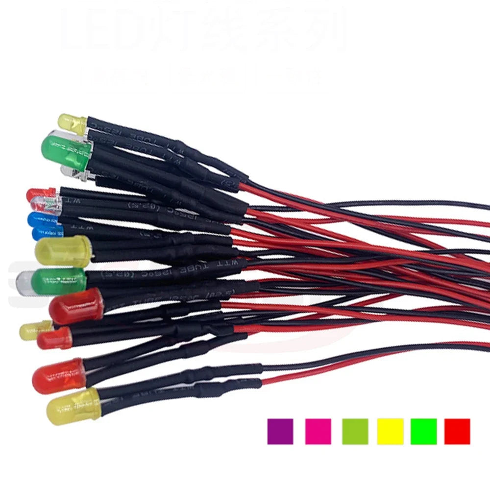 10-50pcs 3MM 5MM Round Diode dc5v 12V 24V pre-wired