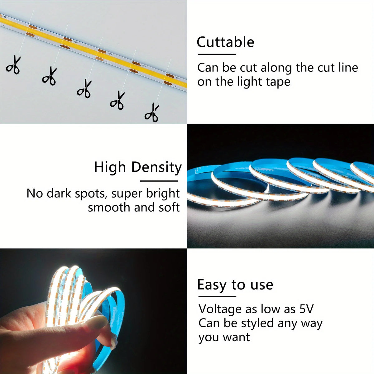 5V USB Cob Strip Linear Touch Dimmable Flexible Diode