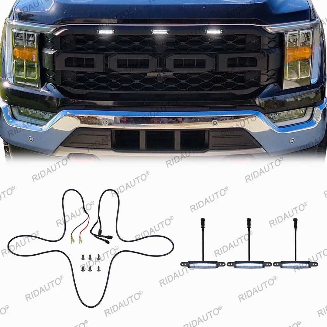 For Ford F150 2021 2022 2023 3PCS White Kit Raptor Modify Grille