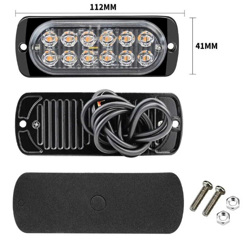 4PC 12LED Truck Side Warning Emergency Amber Constant Super
