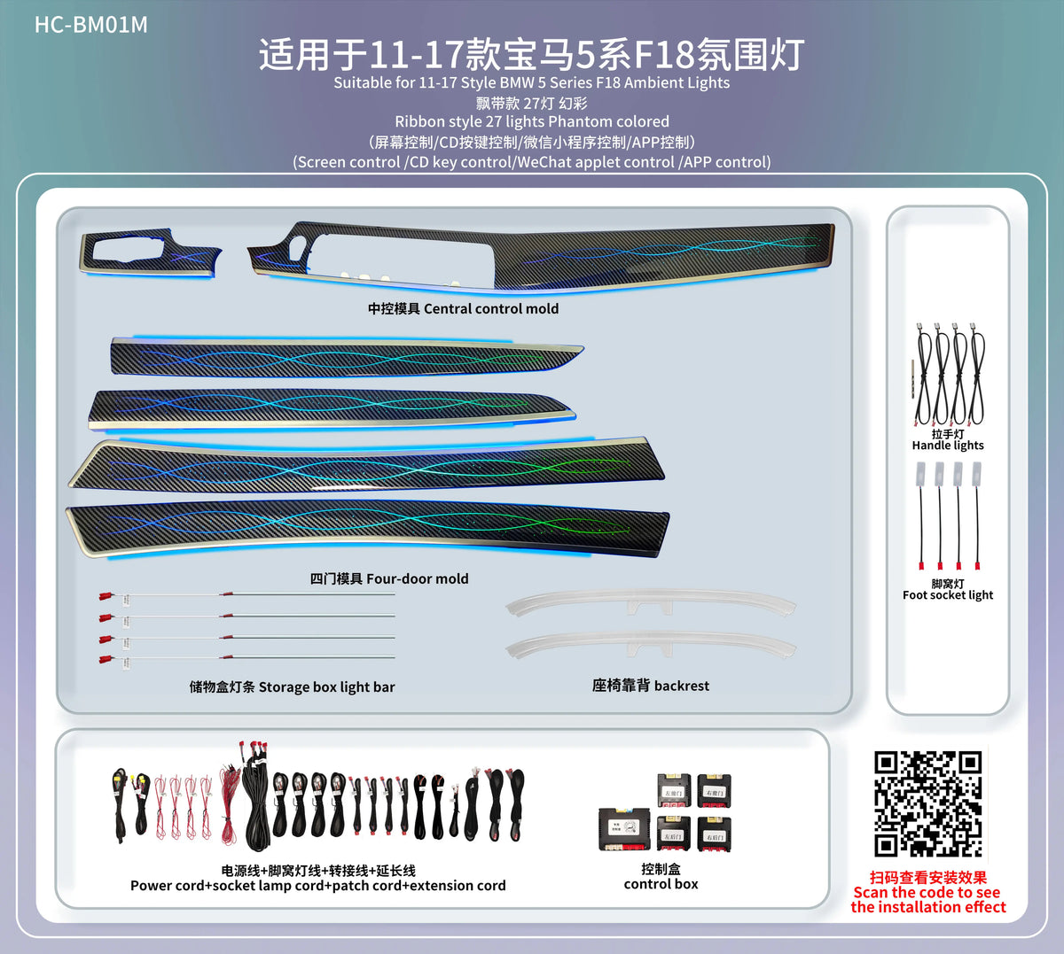 For 5 Series 2011-2017 F10 F11 Ambient F18 520D 523I 525D 530I