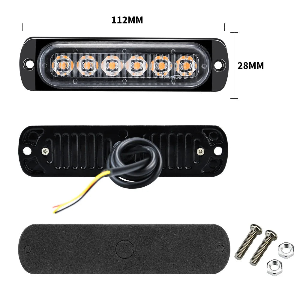 1X Truck 12V 24V 6SMD Strobe Warning Grille Flashing